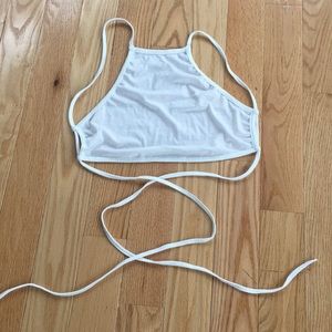 White halter crop top